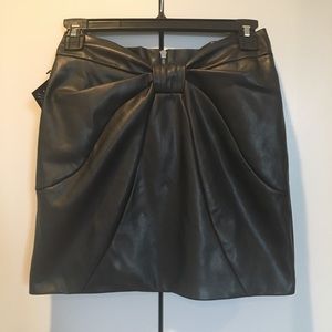 Black faux leather mini skirt